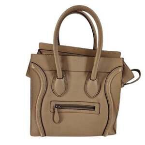 CELINE Celine Luggage Micro Shopper Handbag, Brown Leather, Women's
